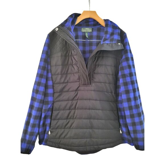 Lauren Ralph Lauren Women Blue Black Check Jacket size XL LRL Chore Outdoor Barn - Picture 2 of 7